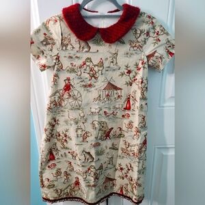 Trish Scully Dress Whimsical Rhinestone Peter Pan Collar Vintage Size 10 Girls